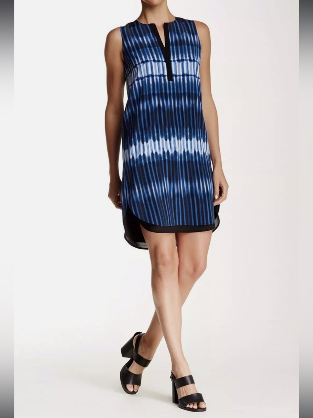 Vince. Printed Tie Dye Double Layer Dress in Monaco & Starlight